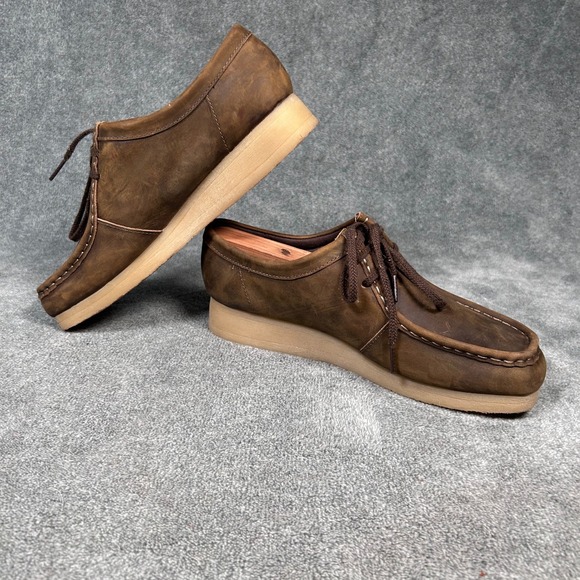Clarks Collection Moc Toe Crepe Sole Casual Shoes Women 9.5 Brown Wallabee Style - Picture 8 of 11